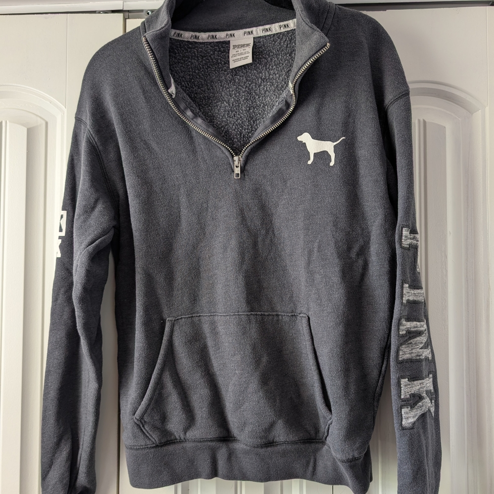 PINK Victoria's Secret Charcoal Quarter Zip Sweater